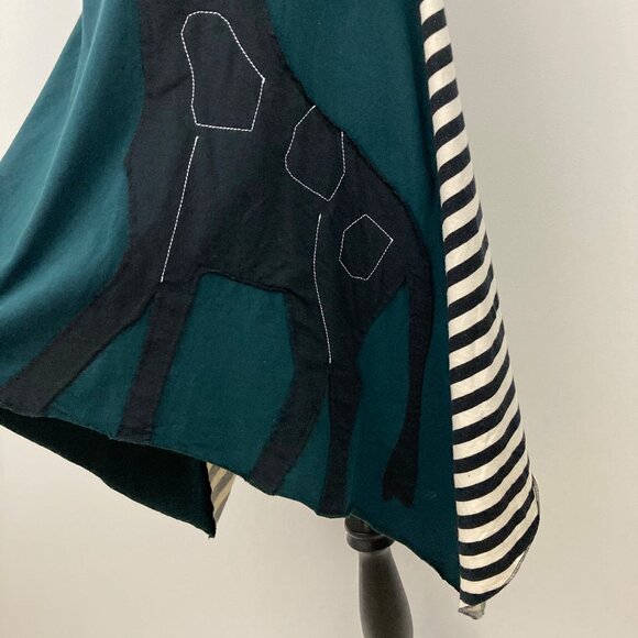 Heel Athens Lab Organic Cotton Giraffe Tank Dress Size S Sharkbite Hem Stripes - Picture 8 of 12